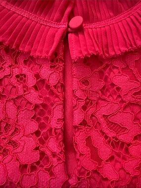 J. Crew Red Lace Ruffled Neck Sleeveless Top Size Small
